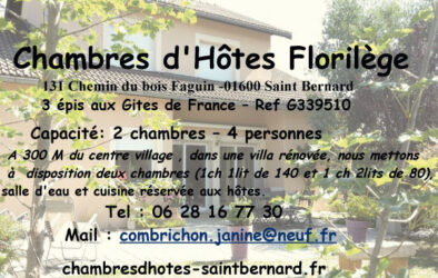 Encart annonceur Chambres d'hôtes Florilège